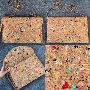 Cork splatter envelope purse